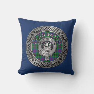 Coussin Clan Wood Crest & Tartan Knot