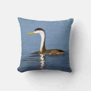 Coussin Clark's Grebe Painting - Art original pour les ois