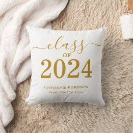 Coussin Classe de 2024 Gold Script Graduation