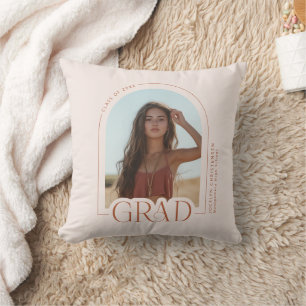 Coussin Classe de 2025 Photo Blush Pink Graduation Keepsak