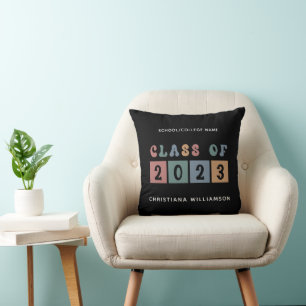 Coussin Classe Retro Personnalisée de 2023 Graduation Cute