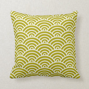 Coussin Classic Art Déco Scales Chartreuse et Blanc