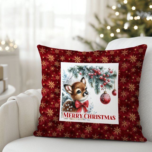 Coussin Classic Baby Fawn Snowy Forest Kids Gift Christmas (Classic Baby Fawn Snowy Forest Kids Gift Christmas Pillow

)
