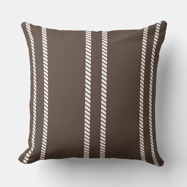 Coussin Classic Chocolate Brown with Stripes Throw Pillow (Recto)