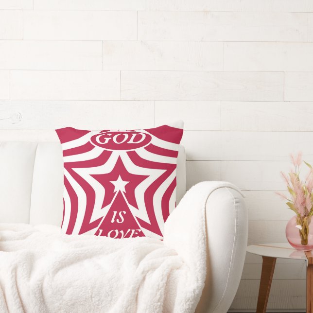 Coussin Classic God Is Love Star Red & White - Christian (Canapé)