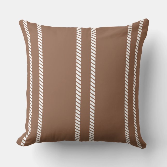 Coussin Classic Mid-tone Brown with Stripes Throw Pillow (Recto)