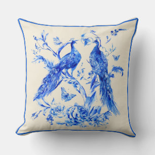 Coussin Classic Porcelain Blue Peacocks crème Arrière - pl
