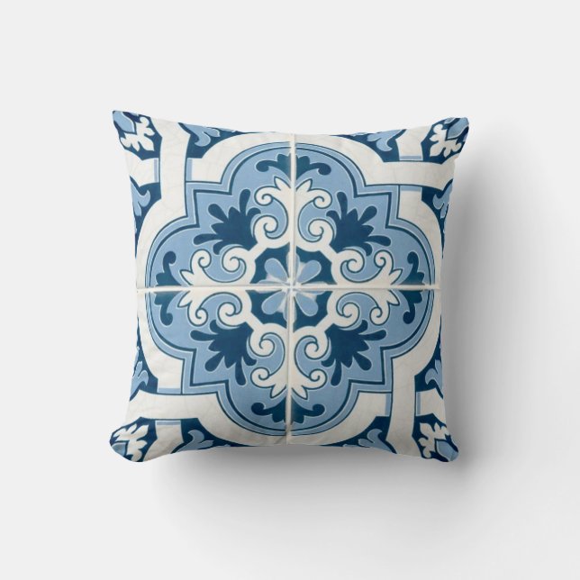 Coussin Classic Portuguese  Blue and White Mediterranean P (Recto)