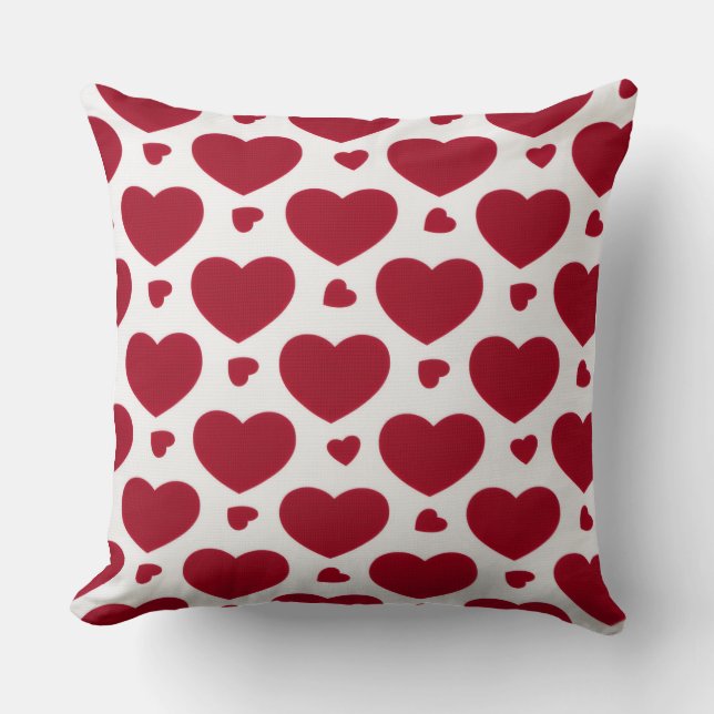 Coussin Classic Red Heart Pattern Cotton Throw Pillow (Recto)