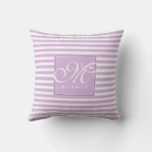 Coussin Classic violet et blanc rayé - Monogramme de scrip (Verso)