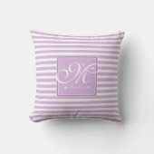 Coussin Classic violet et blanc rayé - Monogramme de scrip (Recto)