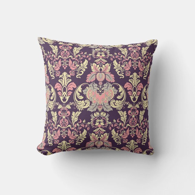 Coussin Classique baroque, papier peint vintage à fleurs. (Recto)