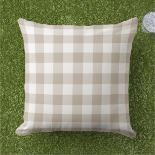 Coussin Classique carreau gingham beige blanc