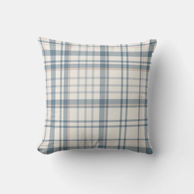Coussin Classique carreaux bleu clair et beige (Recto)