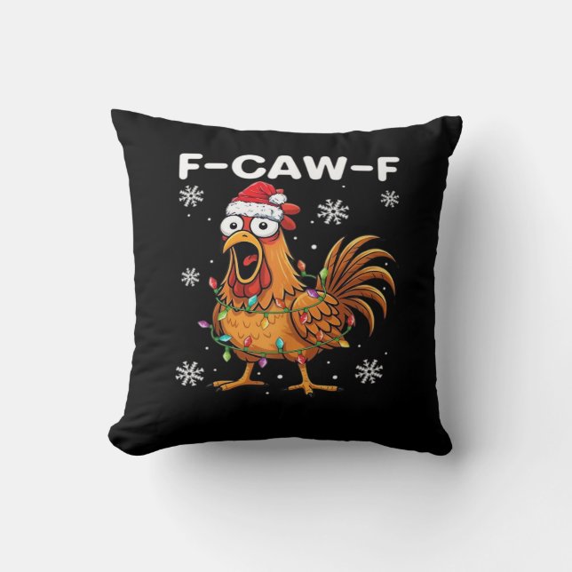 Coussin Classique de Noël de poulet drôle F-Caw-F (Recto)