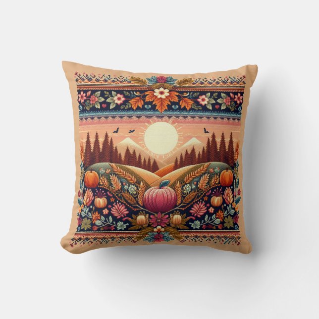 Coussin Classique Fair Isle d'automne (Recto)