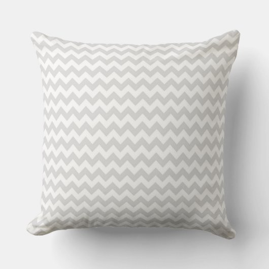 Coussin Classique Gris Clair Blanc Mince Motif Chevron Zig (Recto)