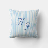 Coussin Classique Jeté de Monogramme Côtier à Rayures Bleu (Verso)