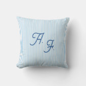 Coussin Classique Jeté de Monogramme Côtier à Rayures Bleu (Recto)