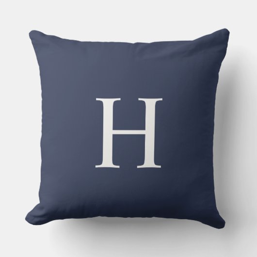 Coussin Classique Moderne Monogramme Bleu Marine (Recto)