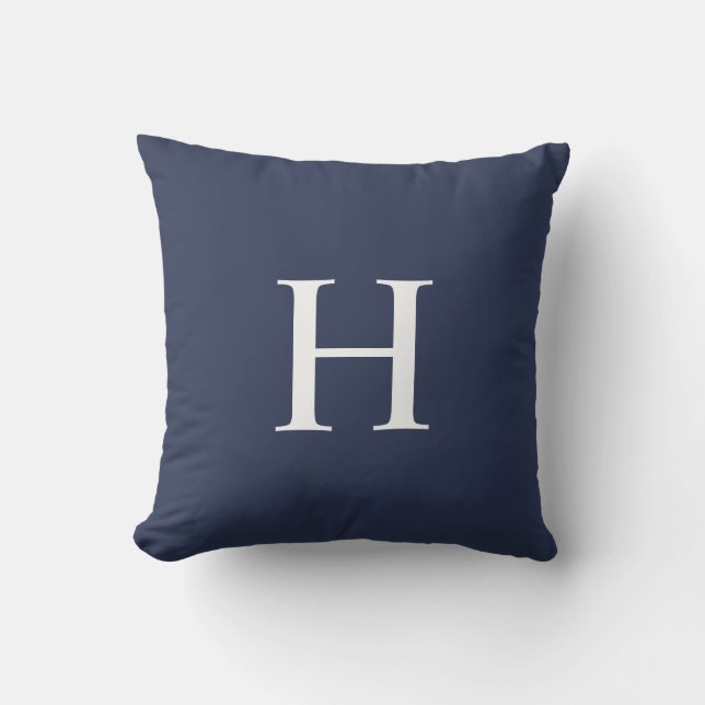 Coussin Classique Moderne Monogramme Bleu Marine (Recto)