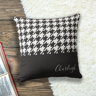 Coussin Classique Moderne Noir et Blanc Houndstooth