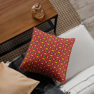Coussin Classique Noël Rouge et Vert Géométrique Sans Cout