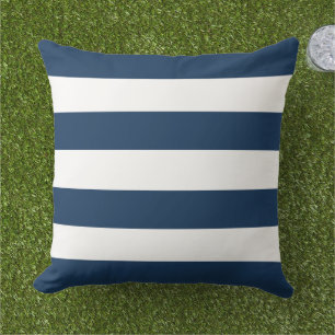 Coussin Classique rayure horizontale large blanche et mari