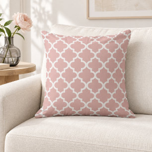 Coussin Classique Rose Poussiéreux Blanc Treillis Quatrefe