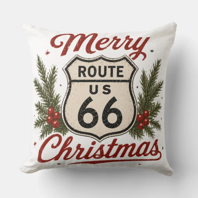 Coussin Classique Route 66 Noël Style Maison (Recto)