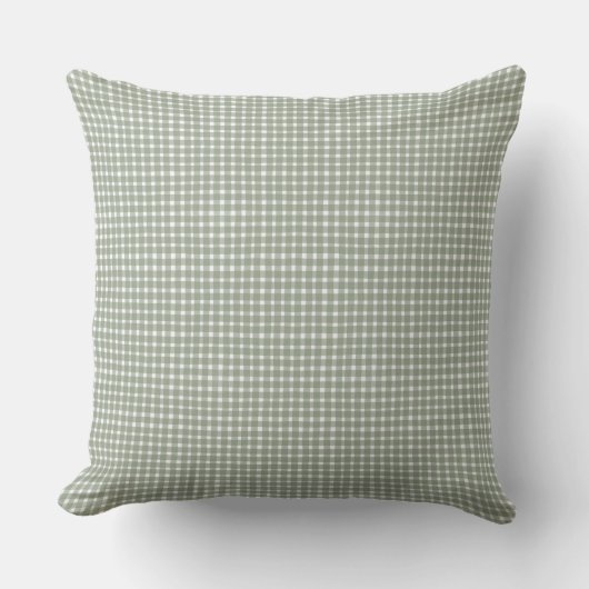 Coussin Classique Vichy Vert Sauge de Style Cottage (Recto)
