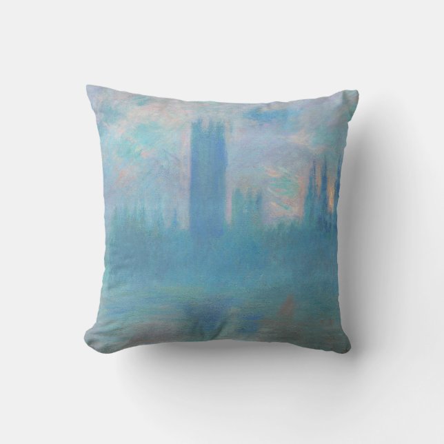Coussin Claude Monet. Chambres du Parlement de Londres. Bl (Recto)