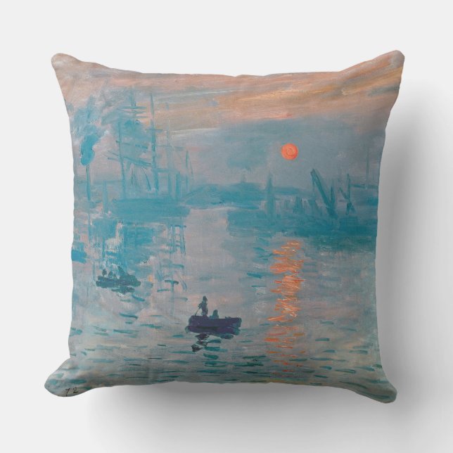 Coussin Claude Monet Impression Soleil Levant Français (Recto)