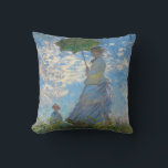 Coussin Claude Monet - La Promenade, Femme avec un Parasol<br><div class="desc">La Promenade,  Femme avec un Parasol / Madame Monet et son fils / La Promenade / La Femme a l'ombrelle - Claude Monet,  1875</div>