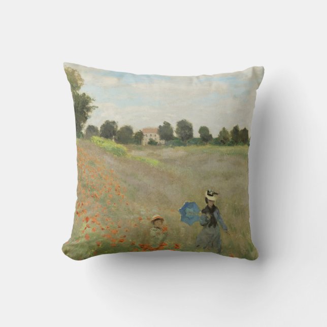 Coussin Claude Monet Le Champ de coquelicots près d'Argent (Recto)