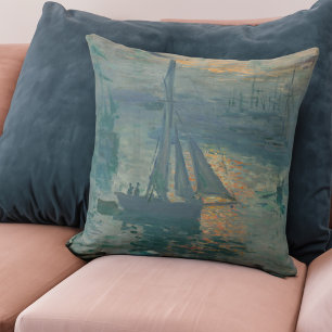 Coussin Claude Monet Lever de soleil Marine Voilier Impres