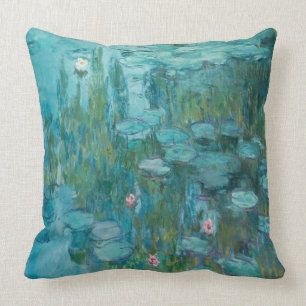 Coussin Claude Monet, Water Lilies, 1915, Aqua Blue