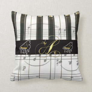 Coussin Clavier de piano à queue du monogramme "A"