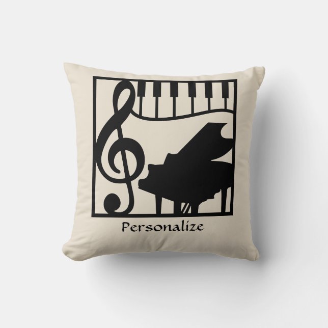 Coussin Clavier de piano élégant Musique Clé de note Stylé (Recto)