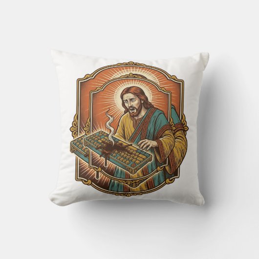 Coussin Clavier Mécanique Cassé par un Café Jésus Technolo (Recto)