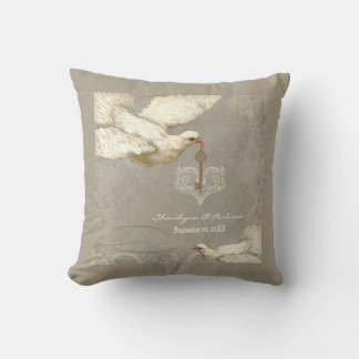Coussin Clé de mon coeur Dove Swirl Flourish Gris Collage