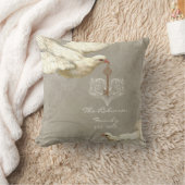 Coussin Clé de mon coeur Dove Swirl Flourish Gris Collage (Couverture)