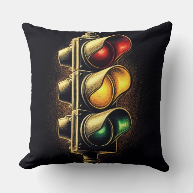 Coussin Clé graphique en gras Stoplight sur noir (Recto)