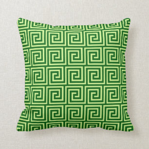 Coussin Clé grecque, vert vert et chaux