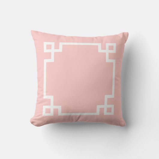 Coussin Clé rose pâle et blanche grecque (Recto)