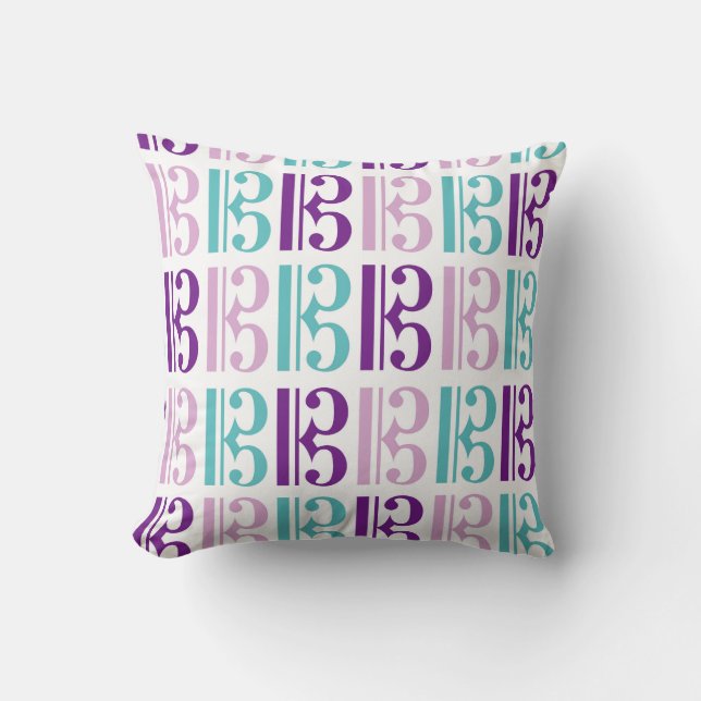 Coussin Clef d'alto - pourpre et Teal (Recto)