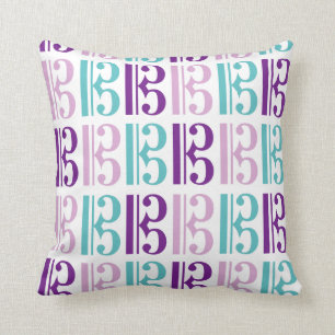 Coussin Clef d'alto - pourpre et Teal