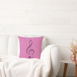 Coussin Clef rose et notes musicales