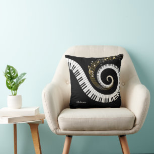 Coussin Clés de piano et notes personnalisées de musique