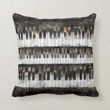 Clés et notes de piano - aquarelle et or